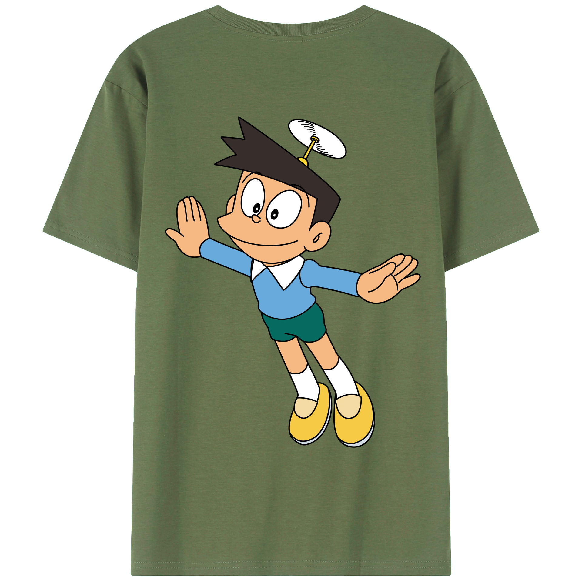 （画像用） ドラえもん 骨川 スネ夫 Doraemon Honekawa Suneo 綿100％ メンズ半袖Tシャツ（バックプリント） 通気性
